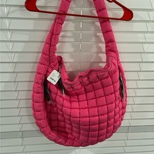 Free People Fuchsia Quilted Hobo Bag
